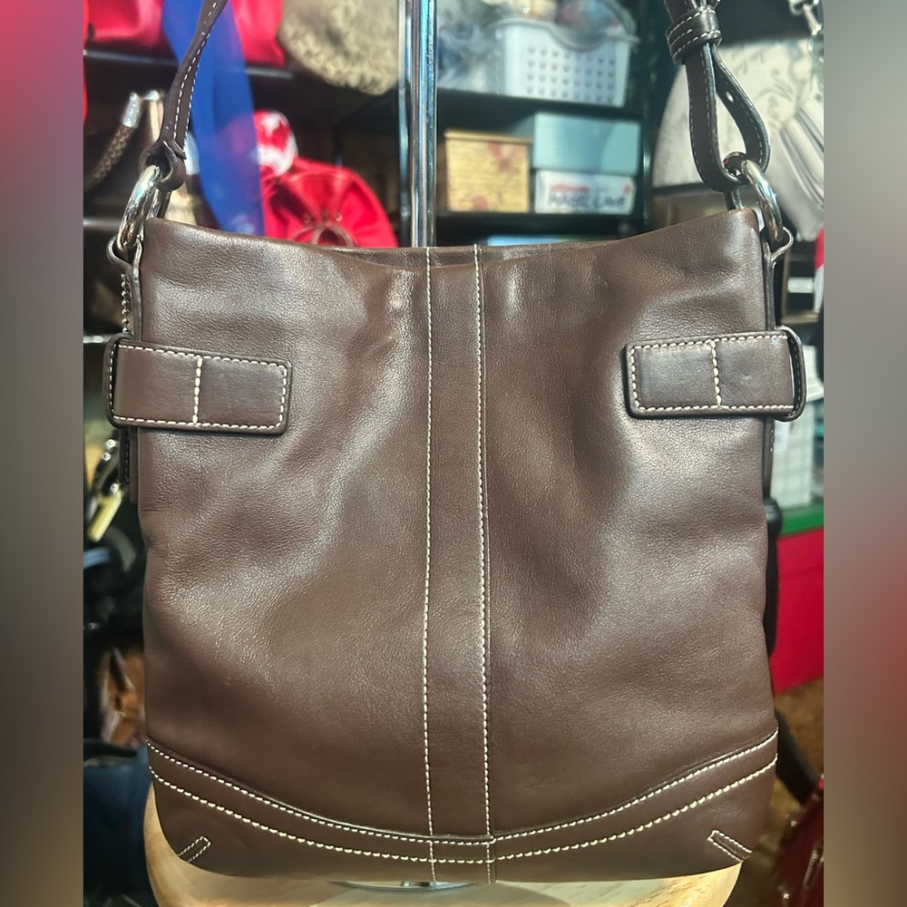 2005 True Vintage Coach All Leather Soho Slim Duffel Shoulder Bag MINT! - Picture 3 of 11